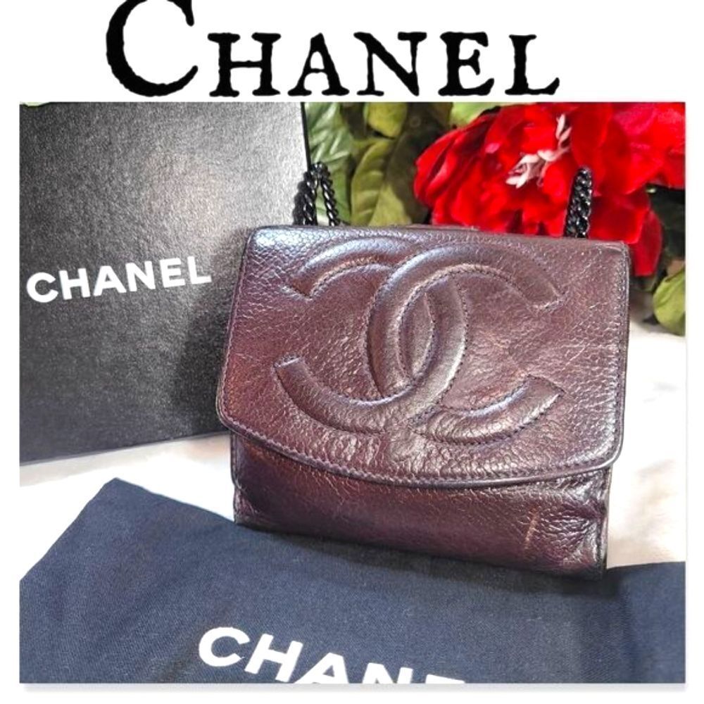 Authentic Chanel Caviar Leather Compact Wallet